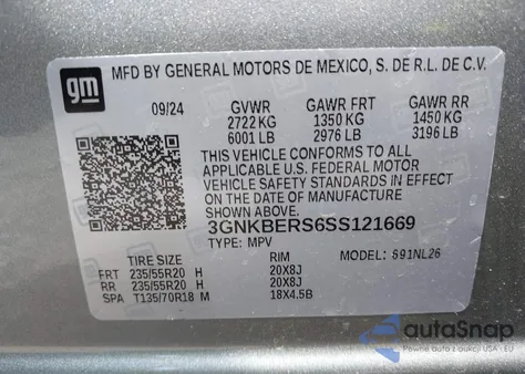 2025 Chevrolet Blazer Fwd Rs from USA, damaged, VIN 3GNKBERS6SS121669